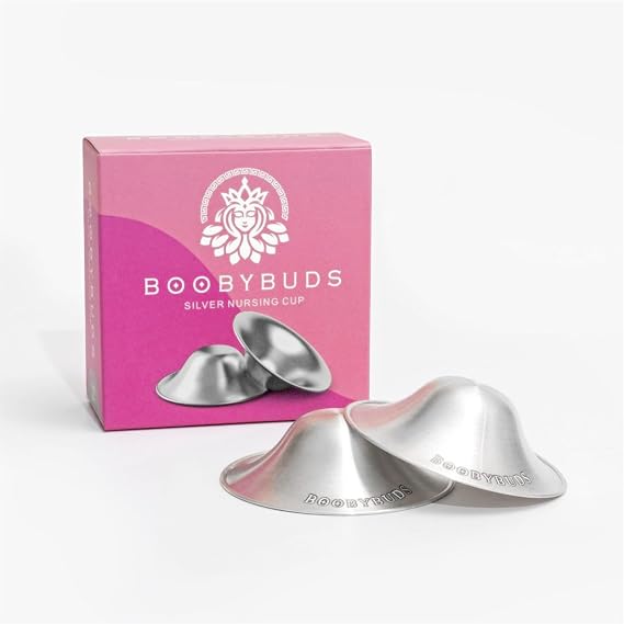 The Original Silver Nursing Cups 999 Silver - Nipple Shields for Breastfeeding Newborn - Nipple Covers - Soothe and Protect Sore Nipples (TriLaminate Silver) 