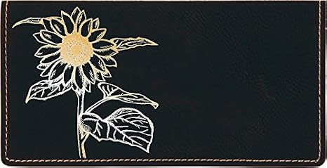 CAROUSELCHECKS Joyous Sunflower Laser Engraved Leatherette Checkbook Cover