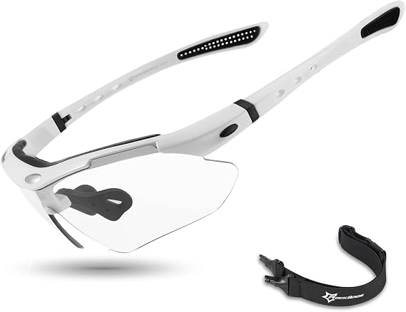 ROCKBROS Photochromic Pickleball Glasses Men Women UV400 & Head Strap
