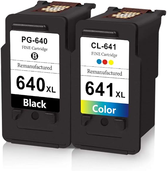 Remanufactured for Canon Printer Cartridges PG-640XL CL-641XL Compatible for PG640 CL641 Ink Cartridges Use for Canon Pixma MG2160 MG3160 MG4160 MX436 MX536 TS5160 with 1 Black 1 Tri-Color