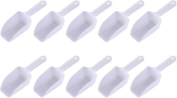 Dzrige Plastic Ice Scoops Kitchen Ice Scoops Candy Sugar Scoops Clear Ice Scoops for Kitchen Restaurant Bar Party Wedding, Home and Commercial Use (10Pcs)
