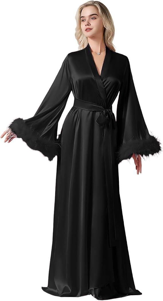 Women's Maternity Robe for Photoshoot Feather Bridal Wedding Scarf Bathrobe Sleepwear Nightgown