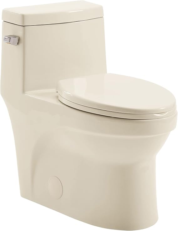Swiss Madison Well Made Forever SM-1T123BQ, Virage One Piece Elongated Left Side Flush Handle Toilet 1.28 gpf in Bisque