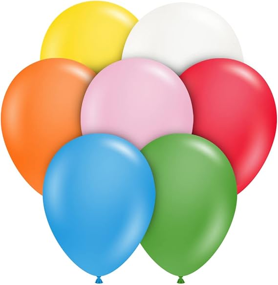Tuf-Tex 10002 11" Standard Assortment with White Latex Balloons, Multicolor