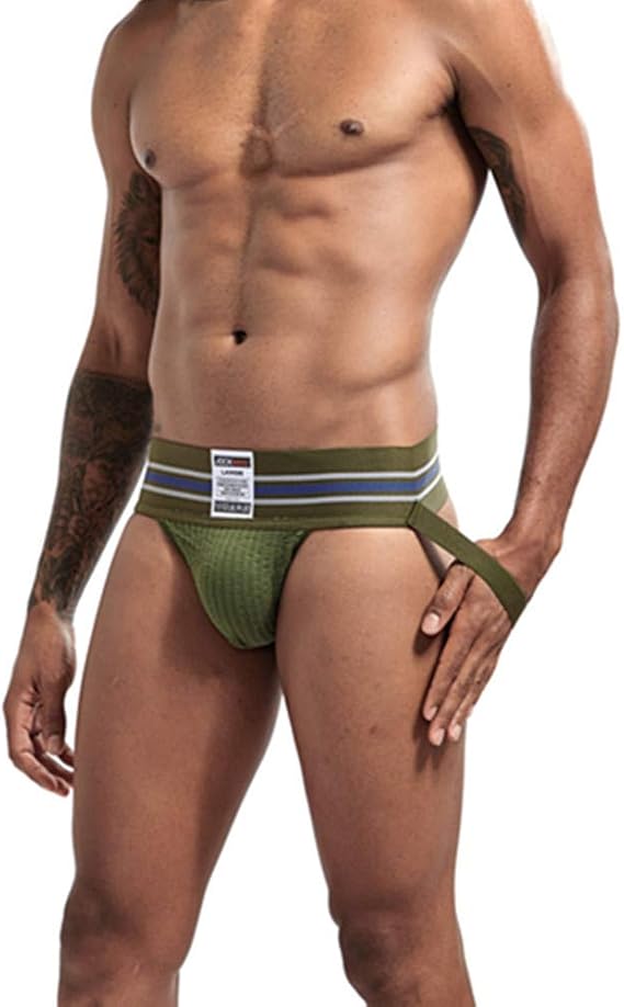 JOCKMAIL Ultra-wide Belt Sexy Men Underwear Jockstrap Briefs Men G String Thongs