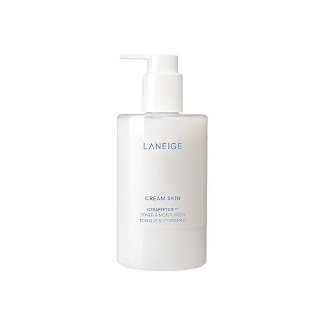 LANEIGE Cream Skin Toner & Moisturizer: Lightweight Refillable Korean Milky Toner with Ceramide & Peptide for Hydration, Firming, Barrier Support