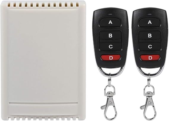 Ciglow 4-Way Remote Control Switch 12V 4-Way Remote Control Switch Relay 433Mhz RF Remote Control Switch Transmitter Replacement with 2 * Remote Controllerss