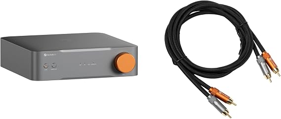 Fosi Audio S3 HiFi Music Streamer DAC Preamp with 3.9Ft Gold-Plated 2RCA to 2RCA Stereo Audio Cable for Amplifier, Preamplifier, and Active Speakers