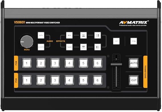 AVMATRIX VS0601 4SDI and 2HDMI inputs Mini 6CH SDI/HDMI Multi-Format Video Switcher with GPIO Interface for Live Tally System