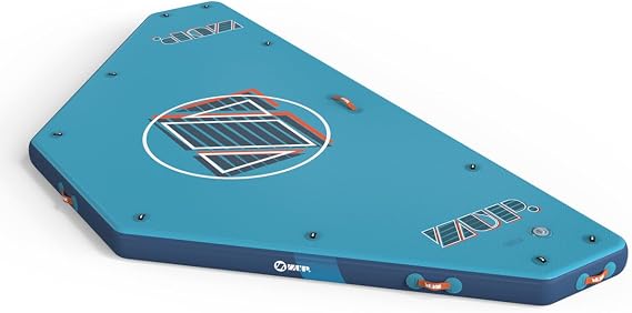 ZUP 12X6FT Trapezoid Drop Stitch IMat Inflatable Floating Dock with Dual-Action Pump, Portable Deck/Water Mat for Pool, Beach, Lake, and River Fun