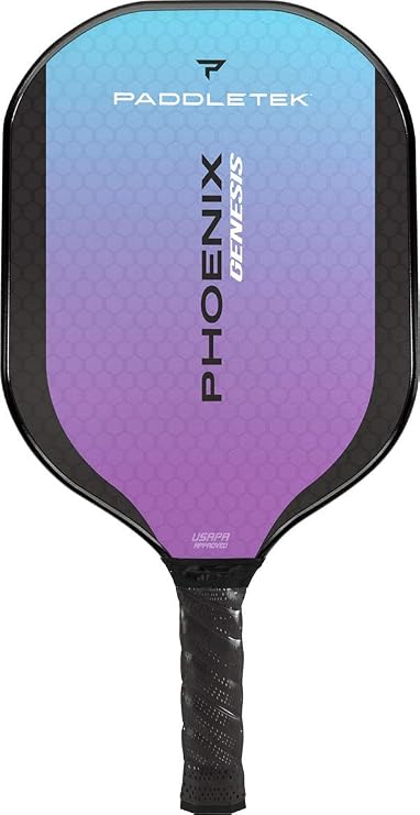 Paddletek Phoenix Genesis - Professional Pickleball Paddles with Honeycomb Core Polycore & Fiberglass Epoxy Surface - High Tack Performance Grip 7.4 oz to 7.8 oz 5 Colors- USAPA Approved