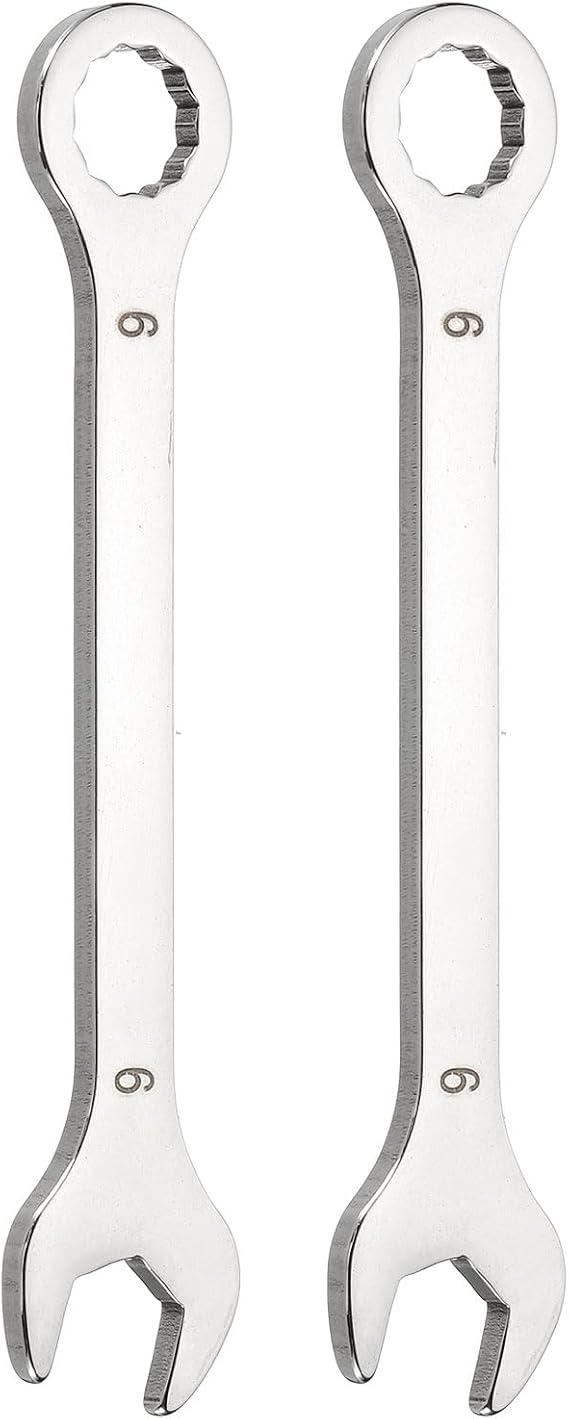 sourcing map 2Pcs Mini Super Thin Combination Wrench 9mm Metric 12-Point Box and Open End Stainless Steel Double Ended Spanner Tool for Automotive Pipe Furniture Machinery DIY Repair, Silver
