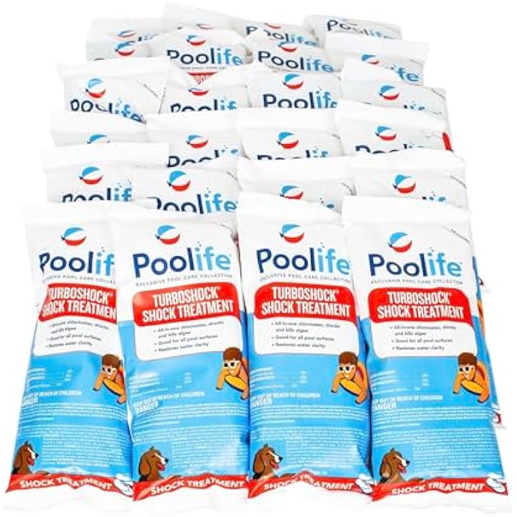 Poolife Turbo Shock to Eliminate Algae, Bacteria & Cloudy Water - Strongest 78% Calcium Hypochlorite Pool Shock - Fast-Dissolving, No Pre-Mixing - Safe Chlorine Shock for All Surfaces - 24 X 1lb Bag