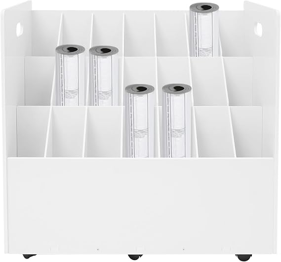 Blue Print Storage Organizer, 21 Slots Blueprint Storage Cabinet for Roll File, Construction Plan, Architectural Drawings, Office. (White)