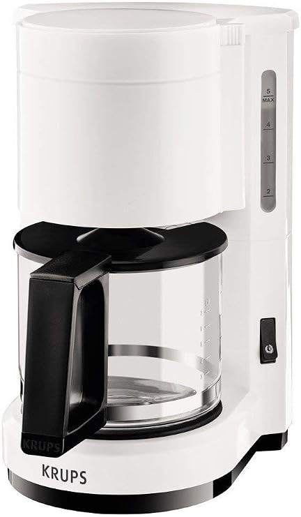 Krups F1830110 Aroma Coffee Maker, 6 Cups, White/Black, 24.6 x 19.4 x 27.8 cm