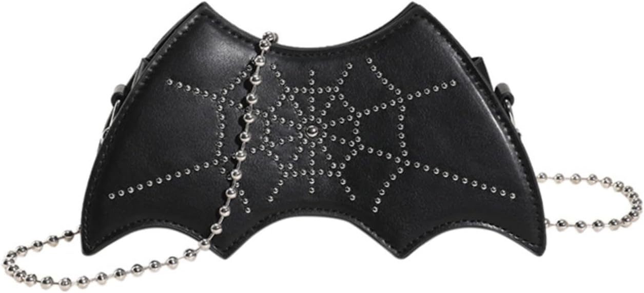 Women Goth Crossbody Bag Y2K Gothic Purse Bat Spider Web Graphic Rhinestone Alt Emo Tote Shoulder Bag Handbag Accessories