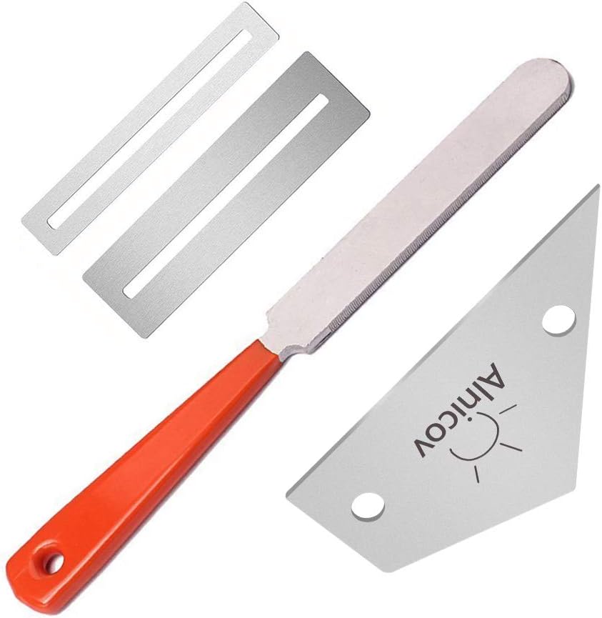 Alnicov Guitar Polish Tools Set, 1Pcs Guitar Fret Crowning File with 1Pcs Guitar Fret Rocker and 2Pcs Fingerboard Protectors for Acoustic Guitar, Electric Guitar, Luthier