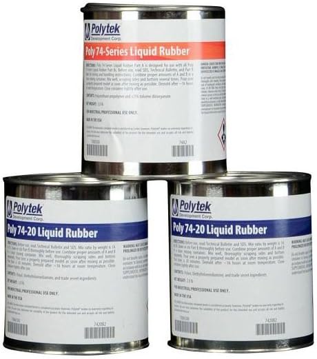 Polytek Poly 74-20 Liquid Polyurethane Rubber (6-lb Kit) - Yellow, Soft, Pourable, Ideal for Intricate Molds