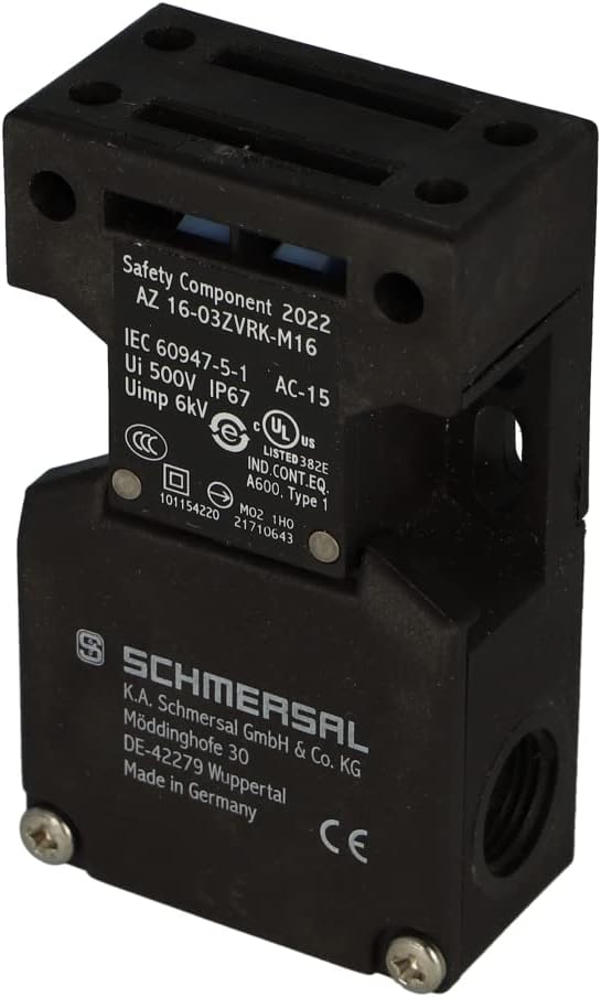 Schmersal Az 16-03zvrk-m16 Safety Interlock Switch, 4 Amp, 500 V, 6 Kv, Double Insulated, Ip67, 52mm X 90mm X