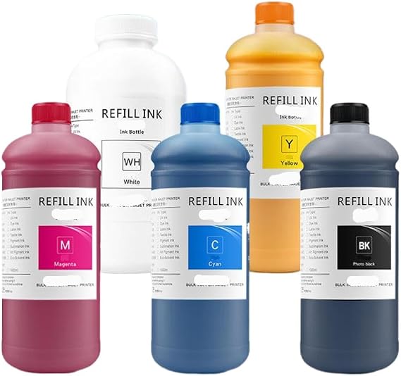 Ink Cartridge 1000ML DTG Ink Direct to Garment Textile Ink for DX5 DX7 XP600 TX800 5113 4720 I3200 F2000 F2100 R1900 R2000 Compatible with DTG Printing(500ml BK and 500ml C)