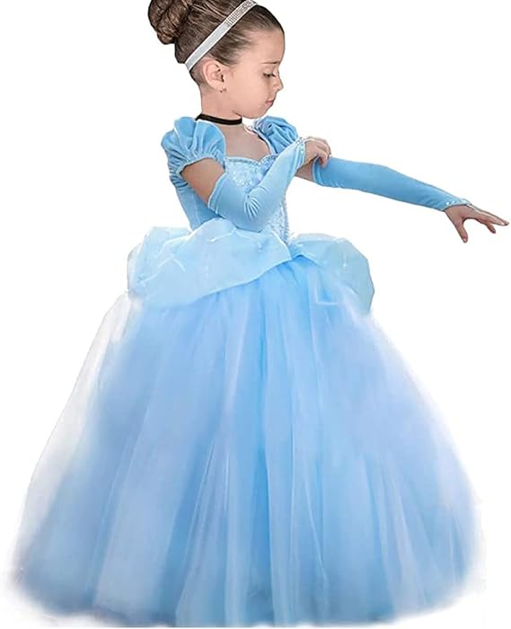 Girls Cinderella Princess Dress Costume Toddler Ball Gown Halloween Christmas Party Cosplay 2-13T