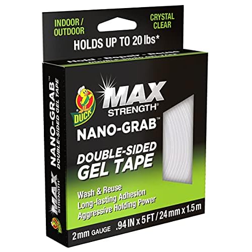 Duck MAX Strength Nano-Grab Double-Sided Gel Tape, 0.94 x 5 ft, Clear