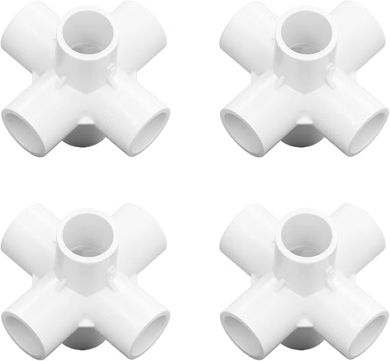 PVC Pipe Connector, 10 PCS PVC Fitting Connector, 6 Way Side Outlet Tees Fitting Elbow with Black and White Available, Elbow Fittings (White)
