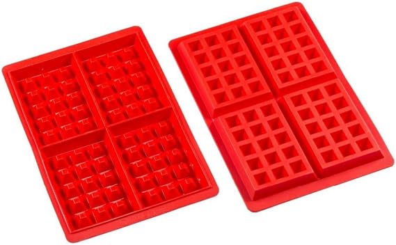 JKLcom Waffle Mold Silicone Waffle Mold 4 Cavities Waffle Mold Silicone Waffle Maker Baking Tray Mold for Waffle Cake Chocolate Craft Candy Soap Baking,2 Pack,Square