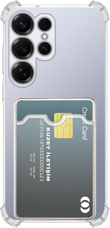 Shock Absorbing Transparent Silicone Case with Cover Camera Protection Card Holder Compatible with Samsung Galaxy S25 Ultra