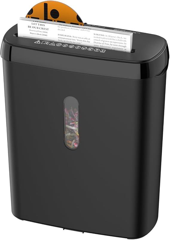 Paper Shredder for Home,10-Sheet Strip Cut,12 L Basket,P-2 Security Level,Shred CD & Credit Card Shredders for Home Use