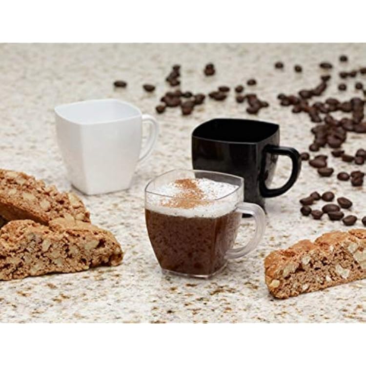 zappy Square 2 Oz Mini Coffee Espresso Cappuccino Mugs 24 Ct Small Dessert Shot Glasses Party Wedding Cups Disposable Plastic Mug Black