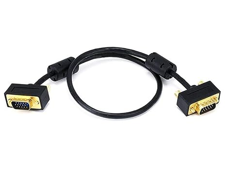 Monoprice 1.5ft Ultra Slim SVGA Super VGA 30/32AWG M/M Monitor Cable w/ ferrites (Gold Plated Connector)