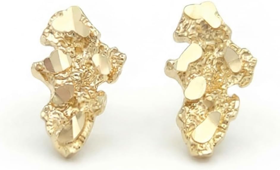 10k Yellow Gold Small Nugget Earrings | Genuine Gold, Long-Lasting Brilliant Shine | Ready to Gift Ideal Anniversary & Birthday Present
