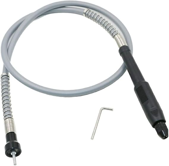 1/8'(3.175mm) Flex Shaft Adapter Attachment, Flexible Drill Extension Cable Chuck and Compatible Rotary Grinder Tool with Wrench (Black)