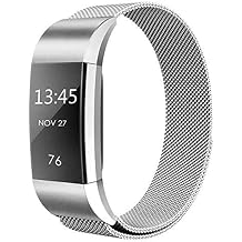 Compatible Replacement Bands for Fitbit Charge 2 Bands, Loop Metal Replacement Strap with Unique Magnetic Lock Band for Charge 2 Smart Watch Fitness Wristband S