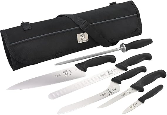 Mercer Culinary Millennia 7-Piece Knife Roll Set,Black