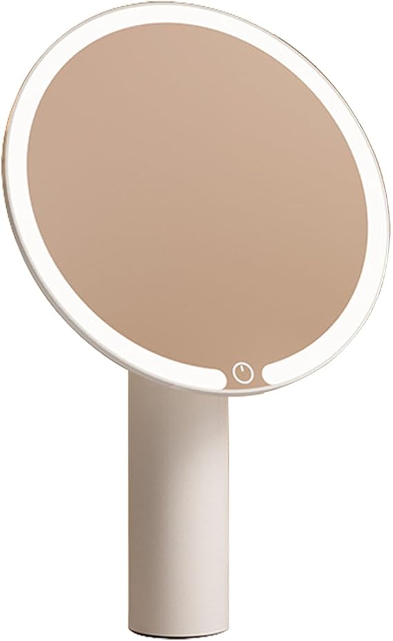 Table Top Vanity Mirror with Lights, Makeup Mirror, with LED Three-Color Intelligent Dimming/Stepless Brightness Adjustment, USB Rechargeable, Used for Daily Makeup,White