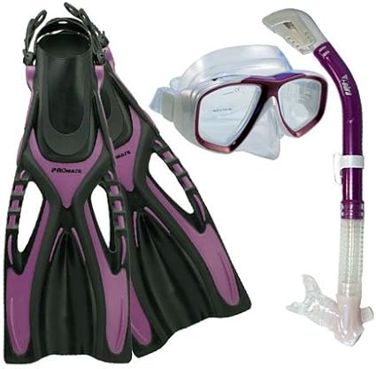 Promate Snorkeling Scuba Diving Mask Snorkel Fins Gear Set/ SCS0071