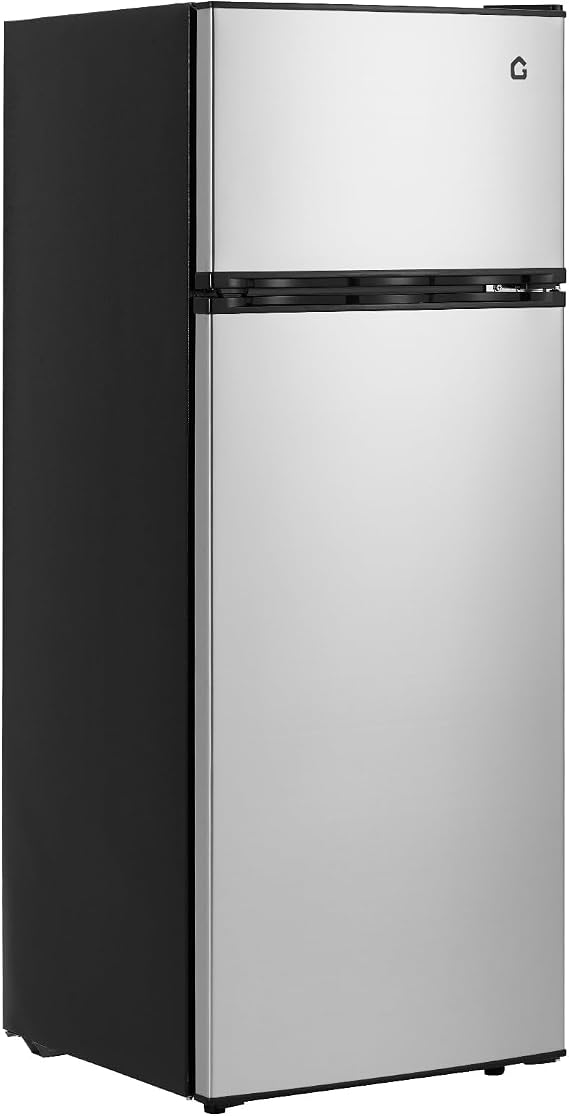 7.5 Cu.Ft Refrigerator with Freezer for Kitchen, Refrigerator Freezer Combo Compact with 7 Settings Temperature Adjustable, for Dorm, Office, Bedroom, Kitchen, Bar Use, Sliver (2 Door Fridge)