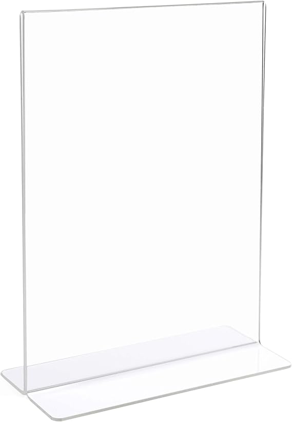 Acrylic Sign Holder (Bottom Load) Portrait - 8.5"w x 11"h - 5 Pack