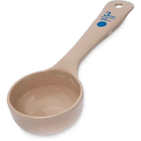 Carlisle FoodService Products Measure Miser Plastic Measuring Spoon with Short Handle, 3 Ounces, Beige