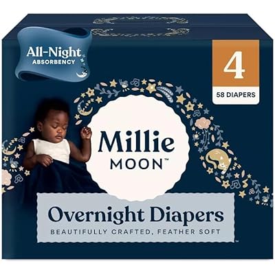 Millie Moon Overnight DiapersSize-4 and count-58 Diaper Weight Range: 22 to 32 lbs