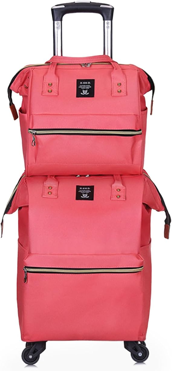 Carry On Luggage with Duffel 20 Inch Softside Suitcase Set Pink