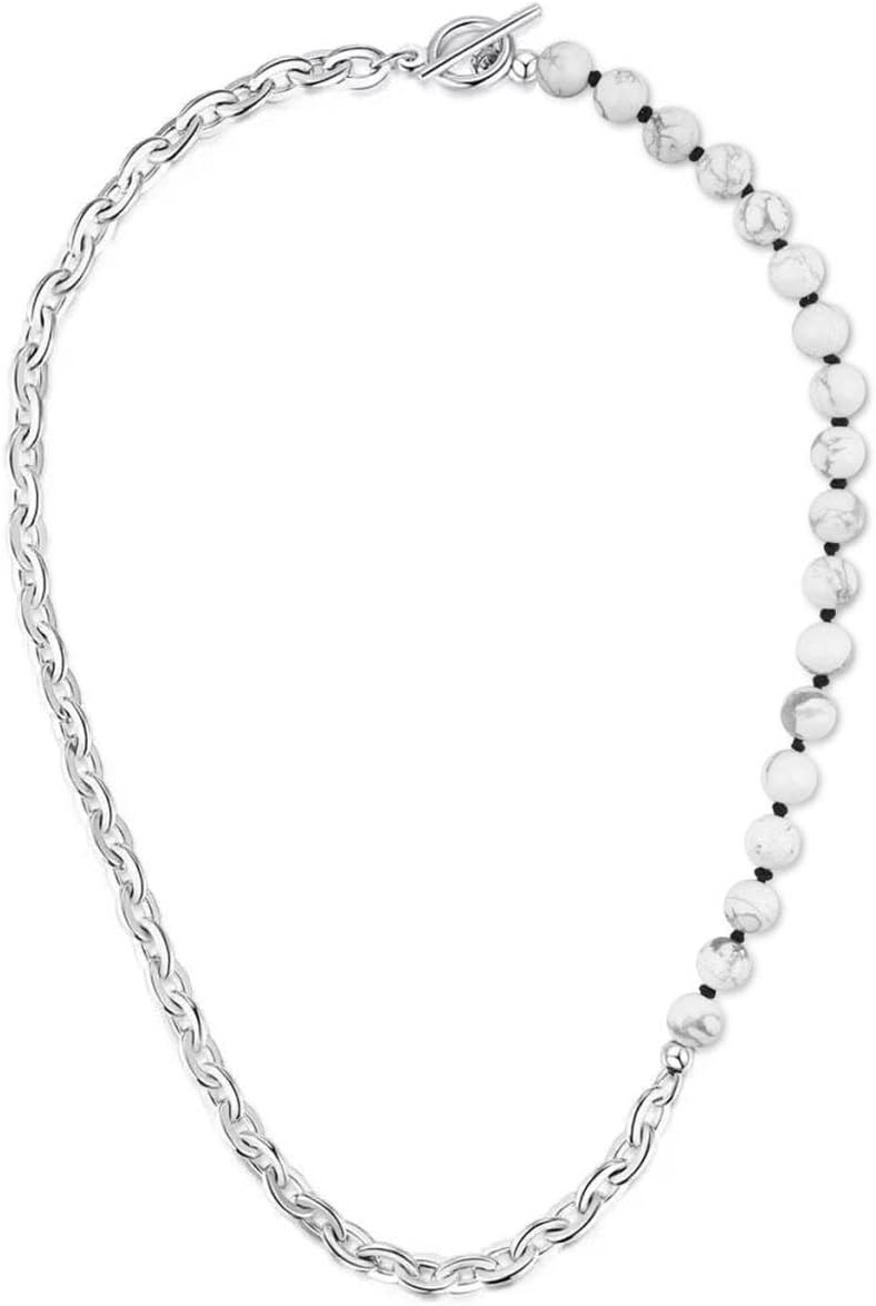 GAVU Stainless Steel Chain Necklace for Men Hand-knotted Crystal Beaded Necklace for Men