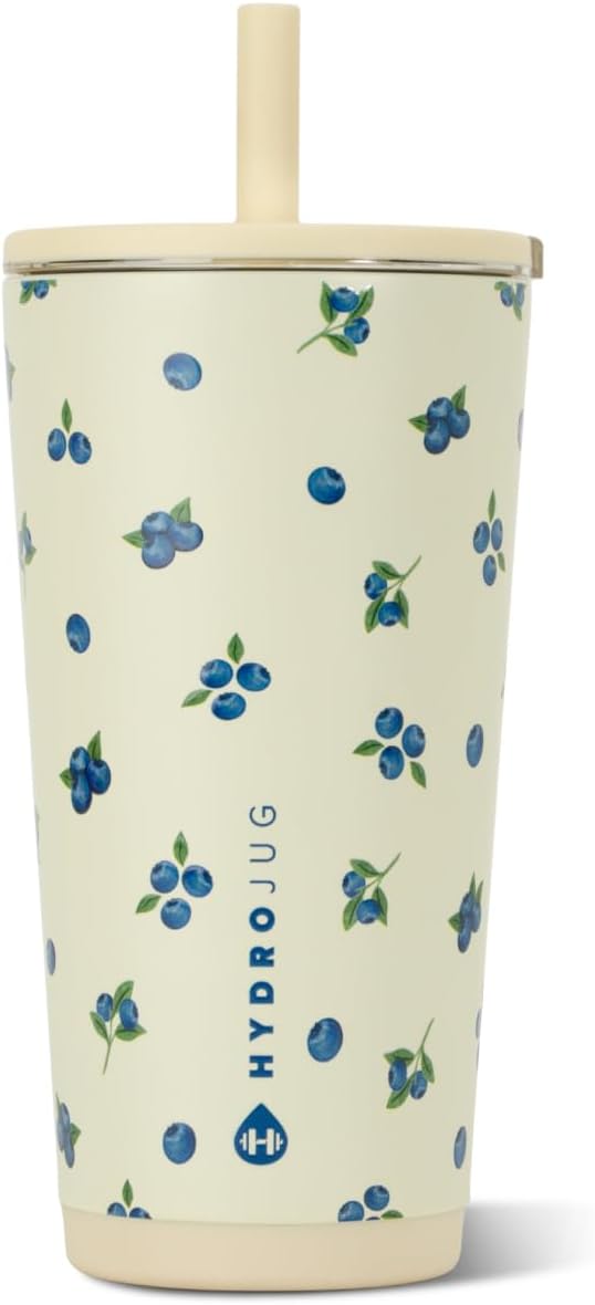 HydroJug Everyday Tumbler 20 oz, Ceramic-Lined Straw Cup, Freshly Pick'd