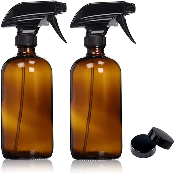 uyoyous Amber Cam Sprey Şişeleri (250ml/8oz) Uçucu Yağlar Temizlik Organik Bitki Pişirme için Boş Doldurulabilir Konteyner BPA İçermeyen Sis Tetikleyici Püskürtme Kapakları ile, 2'li Paket