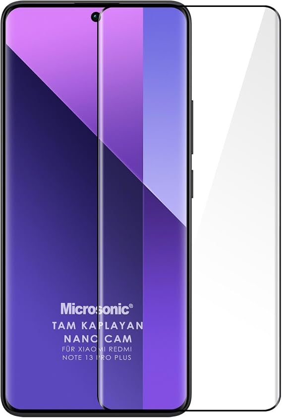 Microsonic Xiaomi Redmi Note 13 Pro Plus 5G Tam Kaplayan Nano Cam Ekran Koruyucu Siyah [Redmi Note 13 Pro Plus 5G ile Uyumlu Ekran Koruyucu - Siyah]