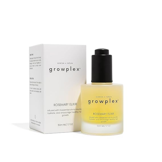 Growplex Rosemary Elixir Daily Scalp Oil with 9 Essential Oils Lightweight, Non-Greasy Formula for a Healthy-Looking Scalp For Men & Women 2oz
