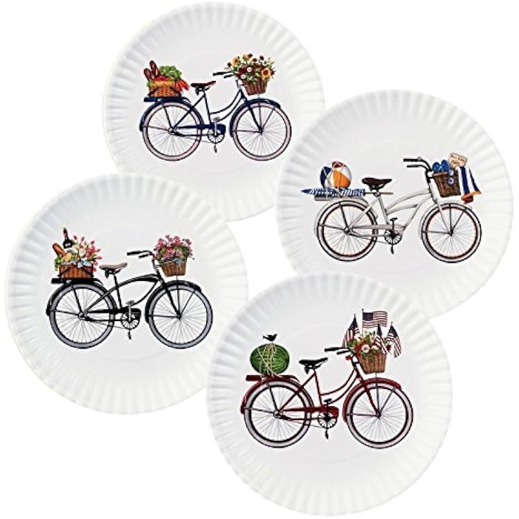 Summer Bikes 9 Melamine Plates, Set of 4