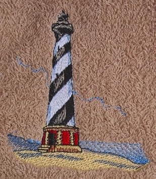 Bath Towel Set with Embroidered Hatteras Lighthouse